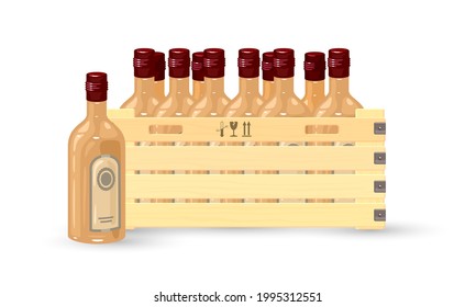Cartoon elite alcohol beverage for bars and pubs, night club menu. Vector cocktail component, delicious booze for big company. Alcohol transportation idea isolated on white background