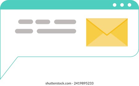 Cartoon E-Mail-Benachrichtigung auf einem Browser-Tab, unlesbares Nachrichtensymbol. Briefkasten, neue E-Mail und Kommunikationskonzept, Vektorgrafik.