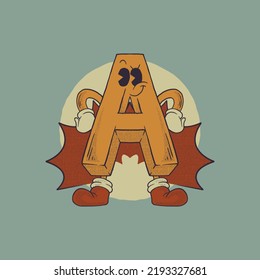 Cartoon emblem of a alphabet mascot with retro style