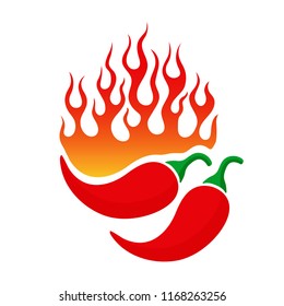 Cartoon Emblem Chili Pepper Blazing Flames Stock Vector Royalty