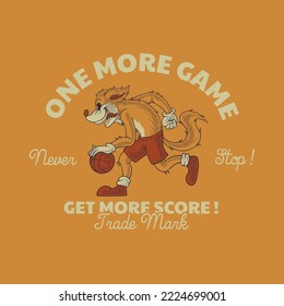 cartoon emblem of dribbling fox mascot with retro style
