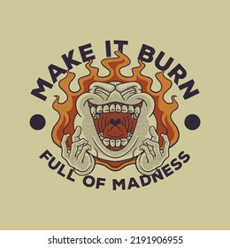 Cartoon Emblem Of Evil Laugh Mascot With Retro Style