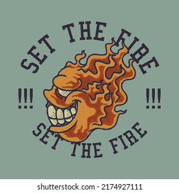 cartoon emblem of smiling flame with retro style