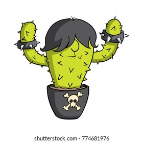 Cartoon emo cactus character