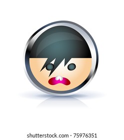 Cartoon emo icon on white