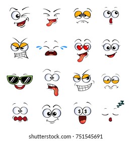 Cartoon emoji. Cute emoticons