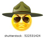 A cartoon emoji emoticon army boot camp drill sergeant wearing sunglasses