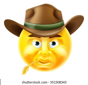 Cartoon emoji emoticon cowboy smiley face character