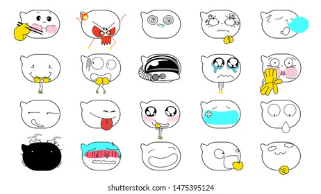 Cartoon emoji face vector design for ux ui, mobile app chat. funny character easy to adjust colour.