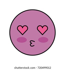 cartoon emoji kissing love smile icon