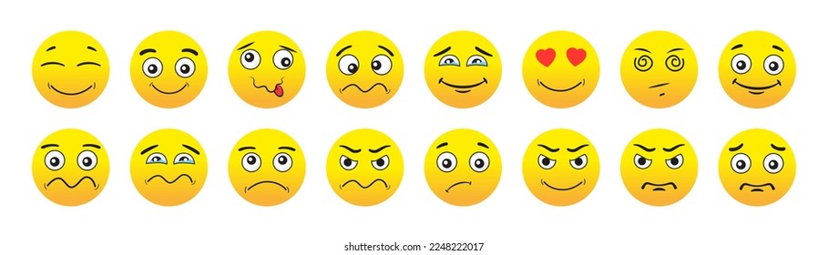 Cartoon emoji . Set of emoticon smile icons.