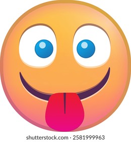 Cartoon emoji with a silly expression sticking out its tongue.