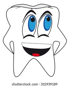 cartoon emoticon in a form tooth, vector illustration