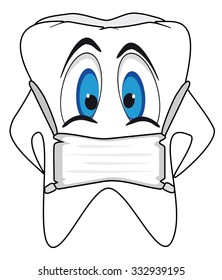 cartoon emoticon in a form tooth, vector illustration