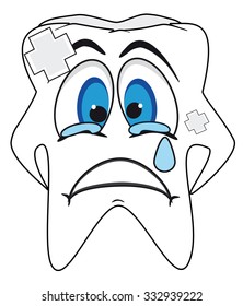 cartoon emoticon in a form tooth, vector illustration