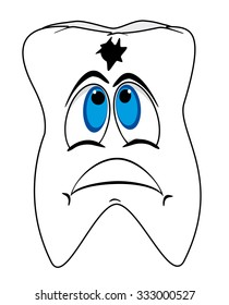 cartoon emoticon in a form tooth, vector illustration