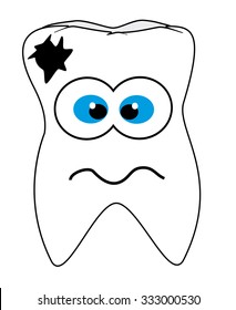 cartoon emoticon in a form tooth, vector illustration