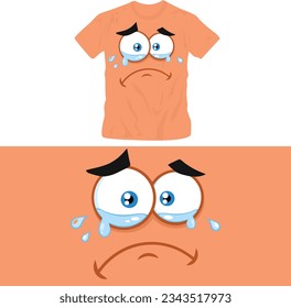 cartoon emoticons with cute happy sad angry expression shirt design editable template