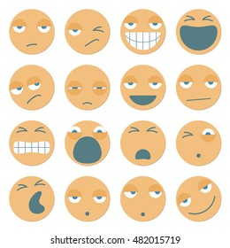 Cartoon Emoticons Looking Careless. Cartoon Emoticons Looking Careless. Unique, Sixteen pieces set.