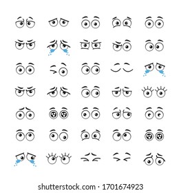 Cartoon emotion eye isolated set collection. Vector flat graphic design illustration