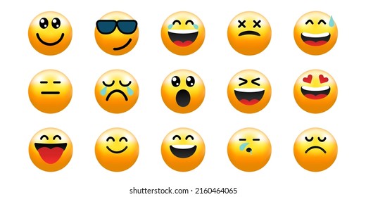 Cartoon emotion face illustration design, Vector elements icon collection marketing online.