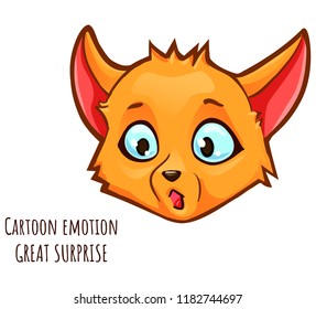 Cartoon emotion of fox - great surprise