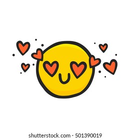 Cartoon emotion in love isolated vector emoji illustration