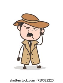 Cartoon Emotional Detective Crying Vector Illustration