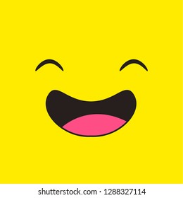 cartoon emotions, cute vector faces. happiness, joy, laughter