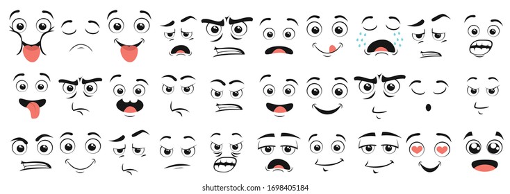 Cartoon Emotions Different Emotions Emoji Set Stock Vector (Royalty ...