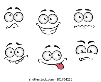 Cartoon emotions faces set for comics design, such logo. Jpeg version also available in gallery