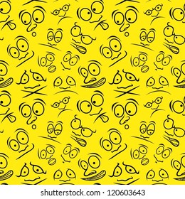 Cartoon emotions. Vector seamless pattern.