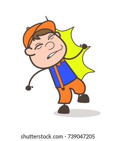 Cartoon Employee Hit Something Vector Illustration