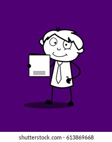 Cartoon Employee Showing a Document