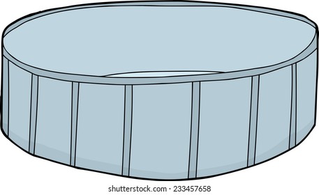 Cartoon Empty Blue Swimming Pool Over White Background