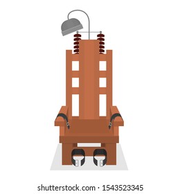 Cartoon Empty Brown Electric Chair Symbol of Capital Punishment for Death Killer and Murderer. Vector illustration