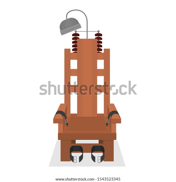 Cartoon Empty\
Brown Electric Chair Symbol of Capital Punishment for Death Killer\
and Murderer. Vector\
illustration