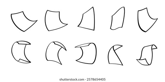 Cartoon empty paper blank or note leaf, leaflet or page. Curled letter or document, blank page flying papers. Paper sheet falling or falling down. Falling curl, loose soar of notes with curled edges.