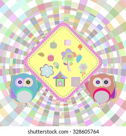 Cartoon empty paper template of an owl, vector illustration