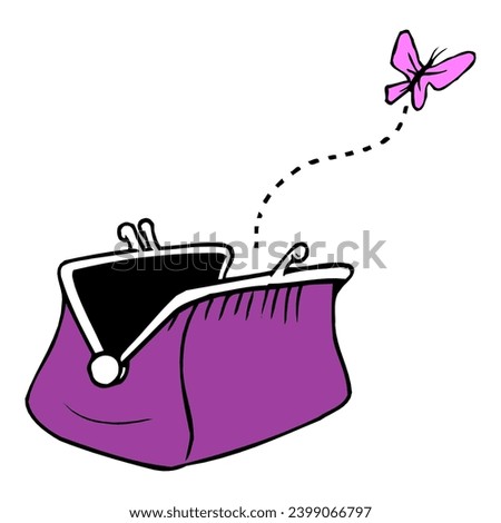 cartoon empty purse hand drawn vector