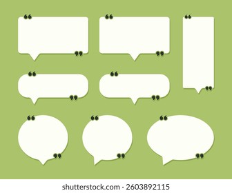 Cartoon empty retro comic style speech bubbles set on a green background. Hand drawn pop art, vintage speech clouds, thinking bubbles, and conversation text elements. Vector illustration