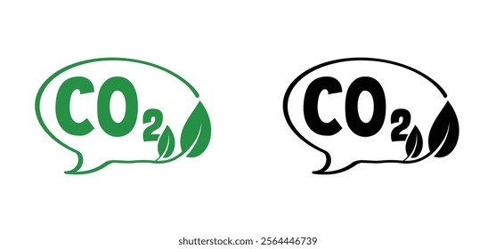 Cartoon, empty speech bubble talk expression with leaf. For air quality monitor, atmosphere condition for PPM, CO2 meter map, value meters check.  Air purification level.