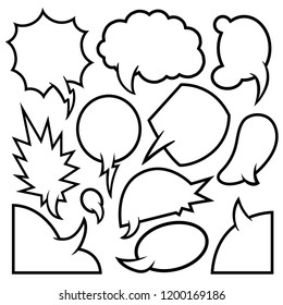 Cartoon empty speech comic clouds, vector illustration set
