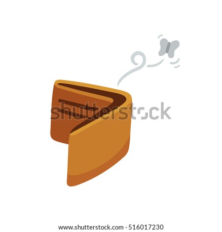 Cartoon empty wallet illustration with flying moth.