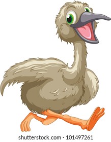 Cartoon of an emu on white