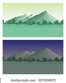 cartoon endless landscape with separated layers, 
scenery during the day and night illustration for game background