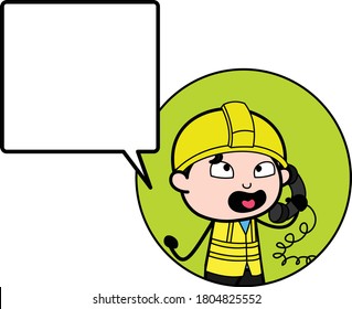 Cartoon Engineer Calling on Cell Phone 
