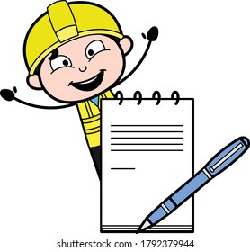 Cartoon Engineer with diary and pen
