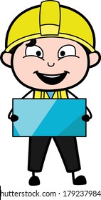 Cartoon Engineer holding a shiny banner