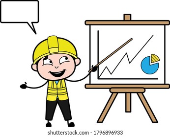 Cartoon Engineer with Presentation Baord Character Design Illustration